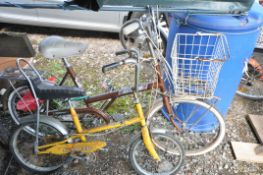 A VINTAGE RALEIGH SHOPPER BICYCLE, along with a Raleigh sunbeam super S yellow child's bike (