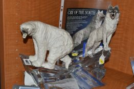 TWO D.J. SHINN SCULPTURES FOR FRANKLIN MINT, comprising 'Lord of the Ice' a Polar Bear standing on a