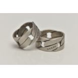 TWO 'GUCCI' WIDE CURB LINK BAND RINGS, each signed 'Gucci' stamped 925 Swiss control marks, ring