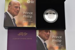 A ROYAL MINT BOXED 'PRINCE PHILIP' SILVER COIN, Prince Philip Celebrating a Life of Service 2017