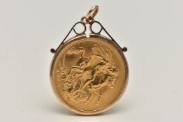 A FULL SOVEREIGN AND PENDANT MOUNT, a 1913 George and the Dragon sovereign coin, depicting King