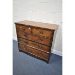 A GEORGIAN MAHOGANY CHEST OF TWO SHORT AND THREE LONG GRADUATED DRAWERS, on bracket feet, width