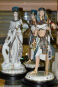 A SET OF THREE LIMITED EDITION WEDGWOOD FOR COMPTON & WOODHOUSE 'LEGENDS OF THE NILE' FIGURES,