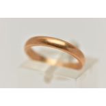 AN 18CT GOLD BAND RING, a plain polished band, approximate width 3mm, hallmarked 18ct Birmingham,