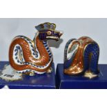 TWO BOXED ROYAL CROWN DERBY IMARI PAPERWEIGHTS, comprising Dragon, issued 1988-92 and Snake,