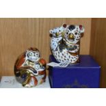 TWO ROYAL CROWN DERBY IMARI PAPERWEIGHTS, Koala & Baby issued 1999-2000 from the Australian