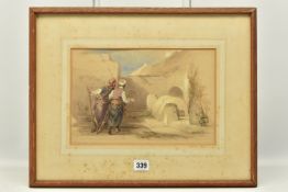 DAVID ROBERTS (1796-1864) 'THE TOMB OF JOSEPH AT SHECHEM', two figures wearing Middle Eastern