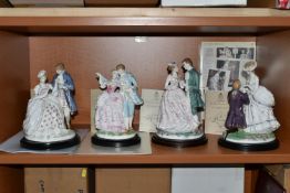 FOUR BOXED ROYAL WORCESTER 'THE AGE OF COURTSHIP' FIGURE GROUPS, limited edition for Compton and