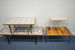 A SELECTION OF MID-CENTURY OCCASIONAL FURNITURE, to include a coffee table on a wire base and