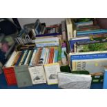 FOUR BOXES OF BOOKS, over seventy hardback books, mostly rambling, walking and gardening, titles