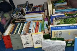 FOUR BOXES OF BOOKS, over seventy hardback books, mostly rambling, walking and gardening, titles