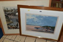 TWO COASTAL LANDSCAPE PICTURES, comprising Micheal J. Coates (British 1937-2018) 'Crab Boats,