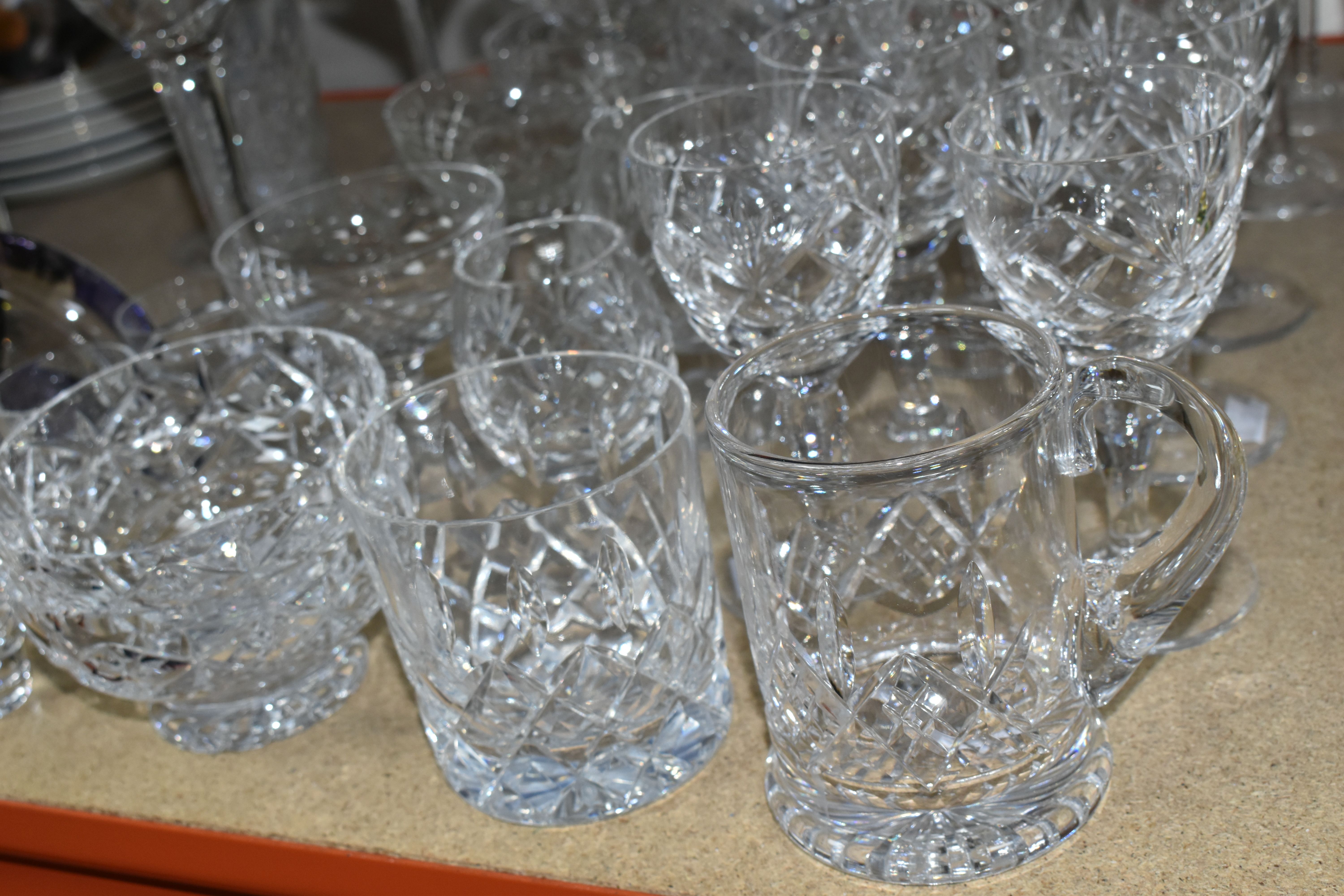 A GROUP OF CRYSTAL GLASSWARE, comprising a pair of large Stuart Crystal -Jasper Conran wine glasses, - Image 4 of 6