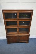 AN MID CENTURY MINTY FOUR TIER BOOKCASE, width 89cm x depth 30cm x height 134cm, along with a