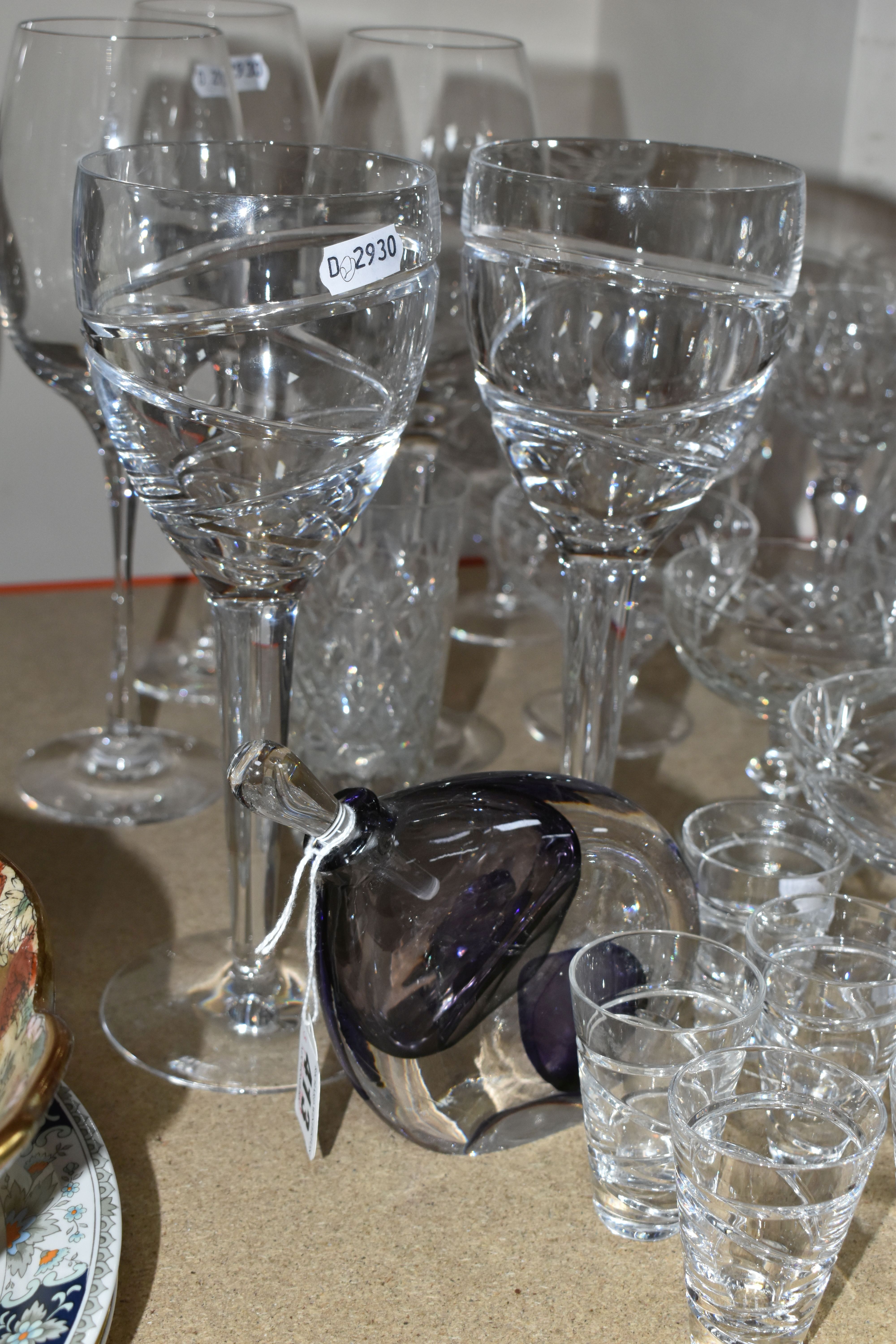 A GROUP OF CRYSTAL GLASSWARE, comprising a pair of large Stuart Crystal -Jasper Conran wine glasses, - Image 2 of 6
