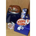 FOUR ROYAL CROWN DERBY IMARI PAPERWEIGHTS, Otter introduced 2001 a timed pre-release by The Guild Of