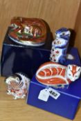 FOUR ROYAL CROWN DERBY IMARI PAPERWEIGHTS, Otter introduced 2001 a timed pre-release by The Guild Of