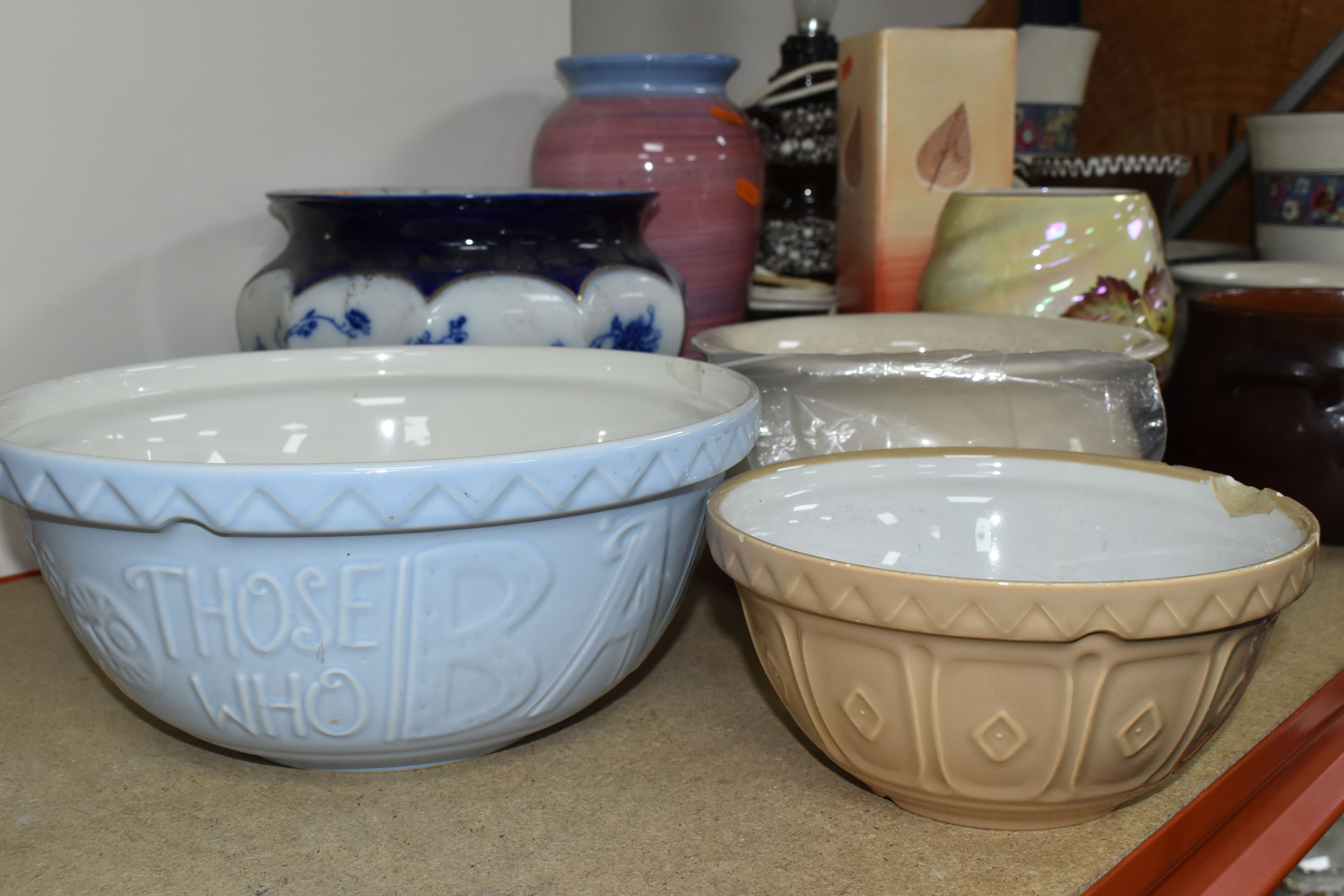 A GROUP OF CERAMIC PLANTERS AND CHAMBER POTS, to include a French wash set of chamber pot, wash - Image 2 of 6