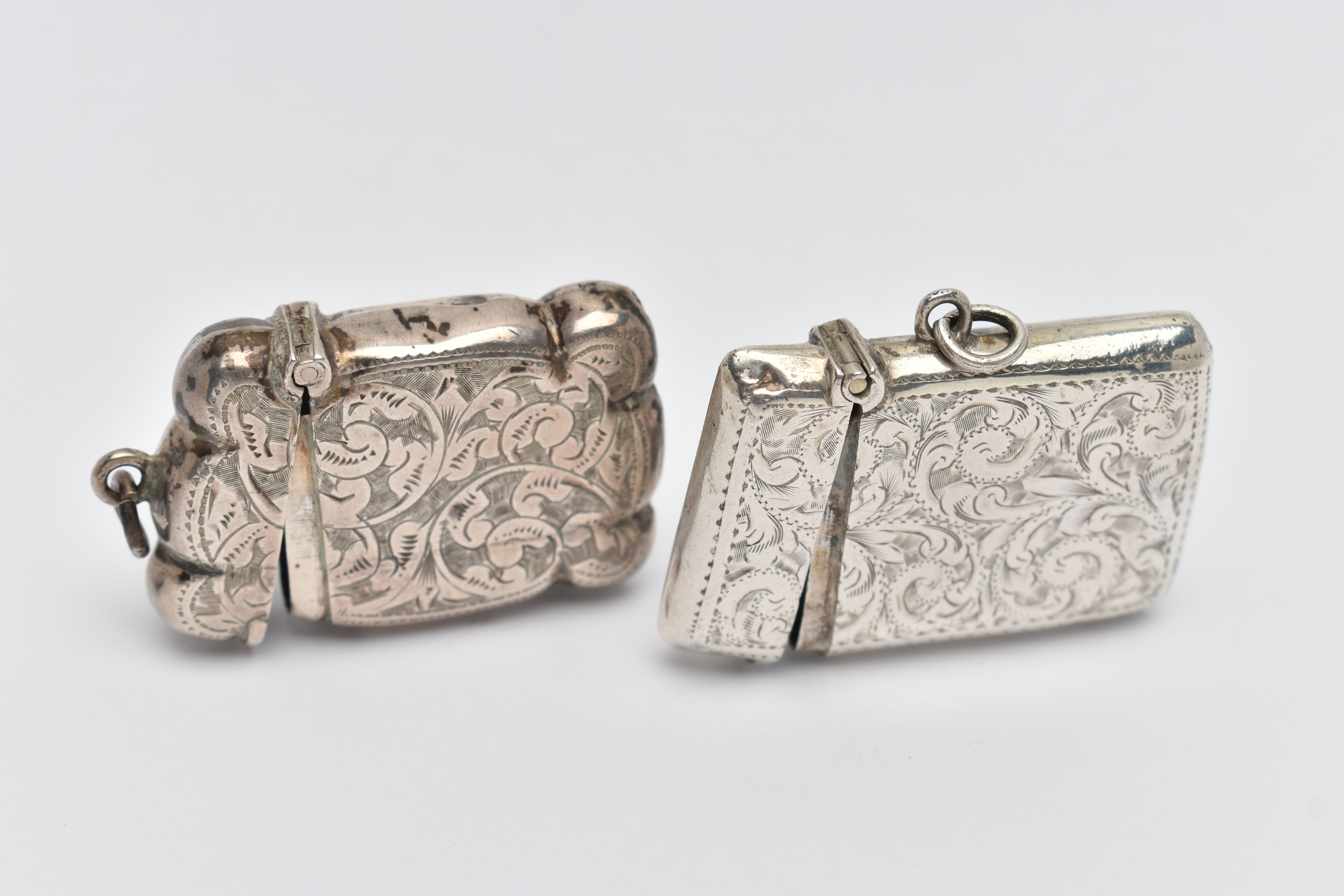 TWO SILVER VESTA CASES, the first of a rectangular form, detailed with acanthus leaves and - Image 3 of 3