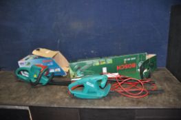 TWO BOSCH ELECTRIC HEDGE TRIMMERS comprising of an AHS 40-24 (no cable so untested) and a 45-16 (