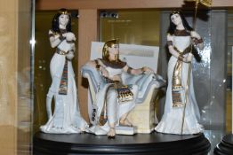 A BOXED LIMITED EDITION ROYAL WORCESTER FOR COMPTON & WOODHOUSE TABLEAU THREE PIECE SET 'THE COURT