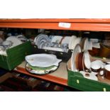 FIVE BOXES OF DINNERWARE, to include Furnivals 'Old Chelsea' pattern dinnerware and tea ware, a