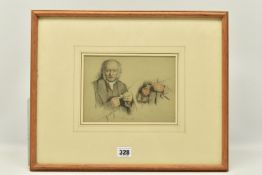 EDWARD T. DAVIS (1883-1867) TWO SKETCHES OF AN OLD MAN, comprising a partial portrait of him holding