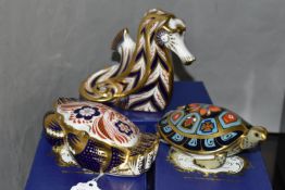 THREE BOXED ROYAL CROWN DERBY IMARI PAPERWEIGHTS, comprising Crab, issued 1988-91, Terrapin,