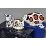 THREE ROYAL CROWN DERBY IMARI PAPERWEIGHTS, Pig issued 1985-1991, Piglet issued 1996-1999 (not