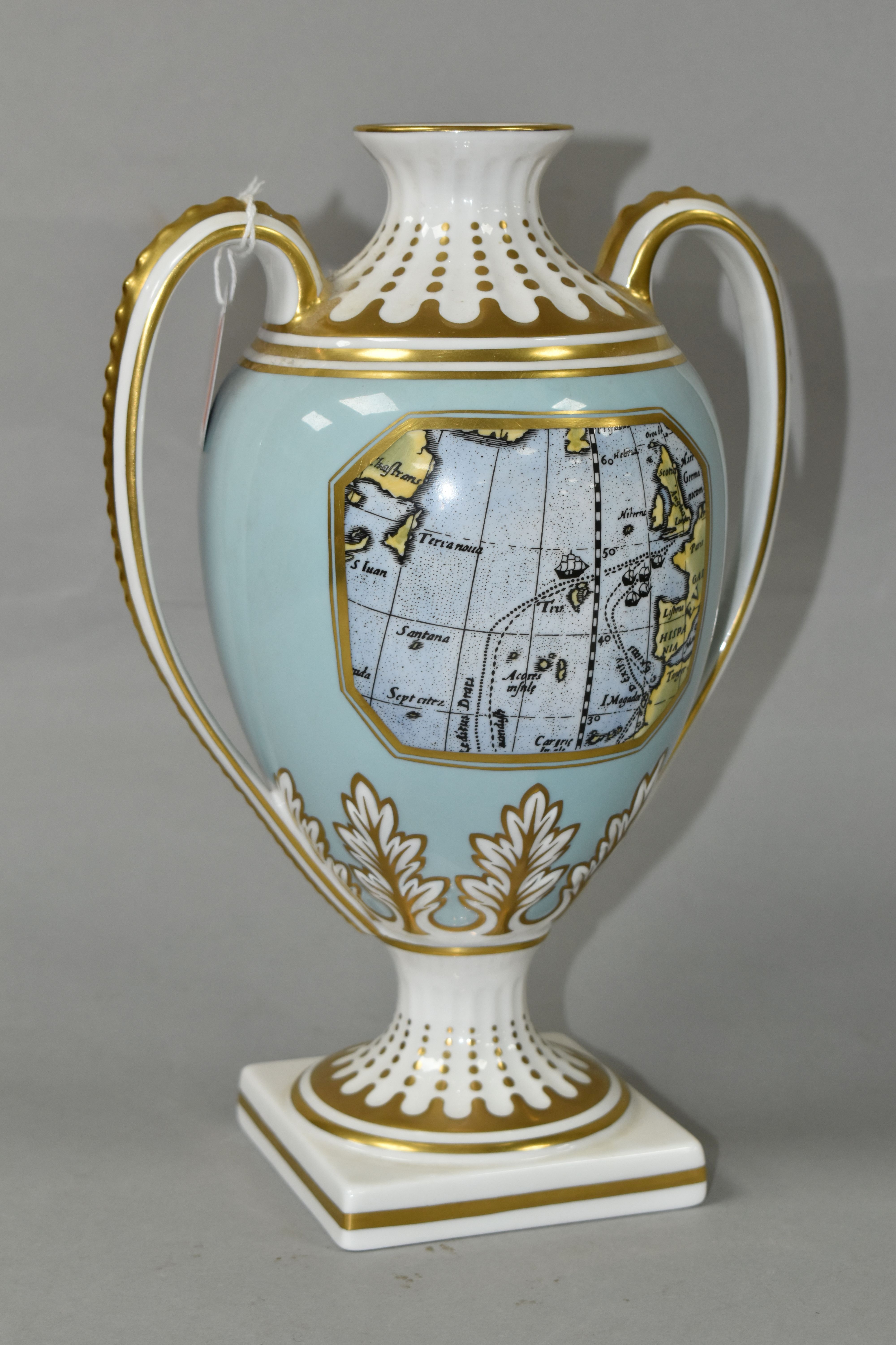 A SPODE TWIN HANDLED 'THE ARMADA VASE', limited edition numbered to base 53/500, height 24cm (1) ( - Image 3 of 5