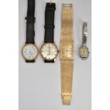 FOUR WRISTWATCHES, to include a manual wind 'Montine' watch, round silver dial, baton markers, black