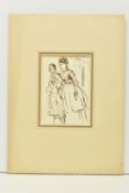 CIRCLE OF RANDOLPH CALDECOTT (1848-1886) A PAGE FROM A SKETCHBOOK, a study of two female figures,