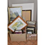 TWO BOXES AND LOOSE ASSORTED PRINTS ETC, to include a Vernon Ward print 'Spring Vista', an