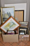 TWO BOXES AND LOOSE ASSORTED PRINTS ETC, to include a Vernon Ward print 'Spring Vista', an