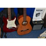 TWO GUITARS AND AN AMPILIER, comprising a Kustom KGA10 electric guitar amplifier with owner's