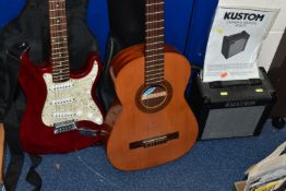 TWO GUITARS AND AN AMPILIER, comprising a Kustom KGA10 electric guitar amplifier with owner's