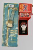A BOXED NOVELTY VINTAGE QUARTZ 'THE DUKES OF HAZZARD' UNISONIC ELECTRONIC WRISTWATCH, featuring a