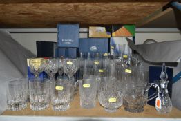 A COLLECTION OF MOSTLY BOXED DARTINGTON AND BOHEMIA CRYSTAL DRINKING GLASSES, ETC including hi-ball,