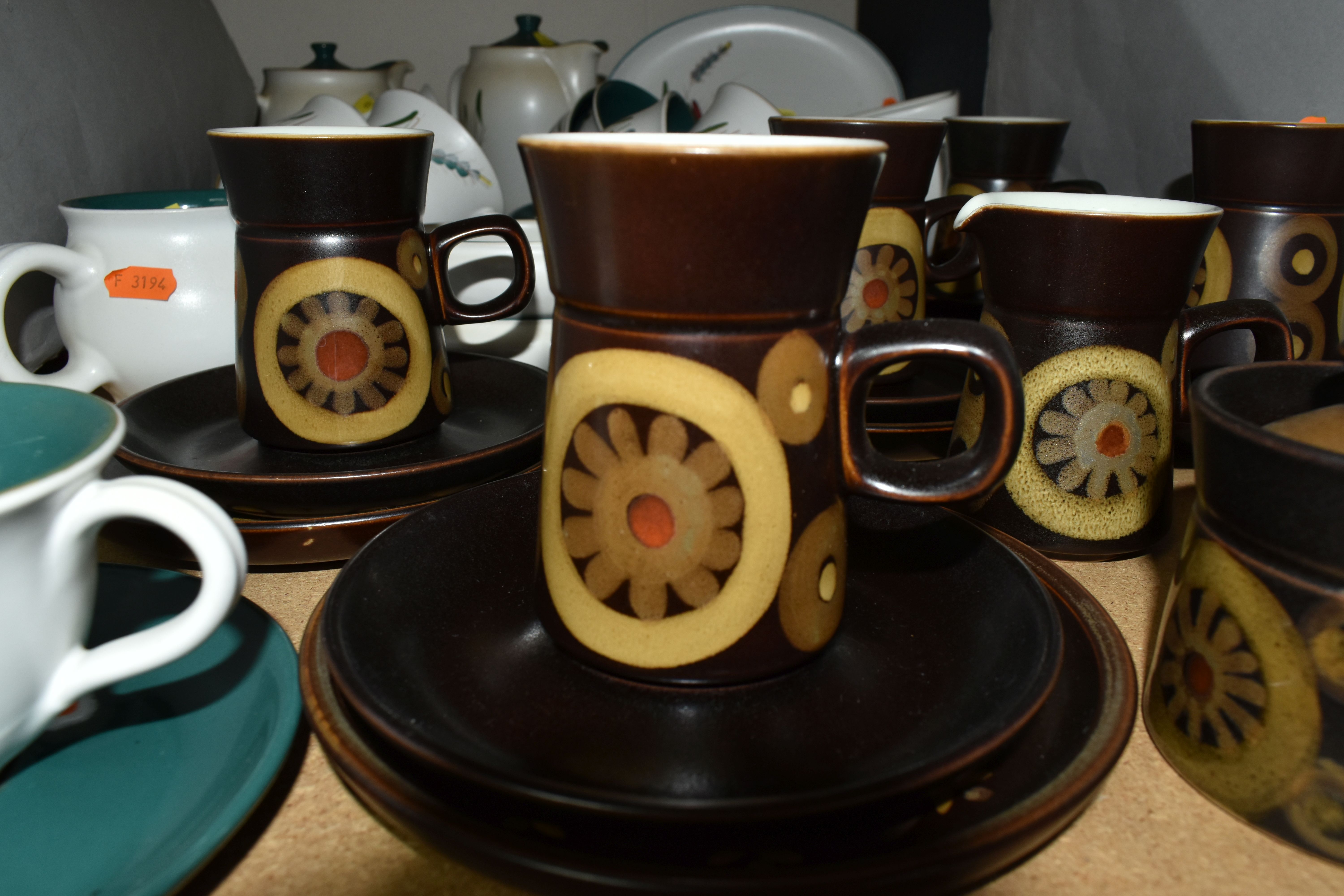 A SMALL COLLECTION OF DENBY COFFEE AND BREAKFAST WARE IN GREEN WHEAT AND ARABESQUE PATTERNS, the - Image 3 of 3