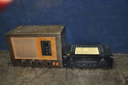 A VINTAGE BUSH D.C.A. 81 VALVE RADIO (no power cable so untested) and a Sony TA-FE370 Integrated