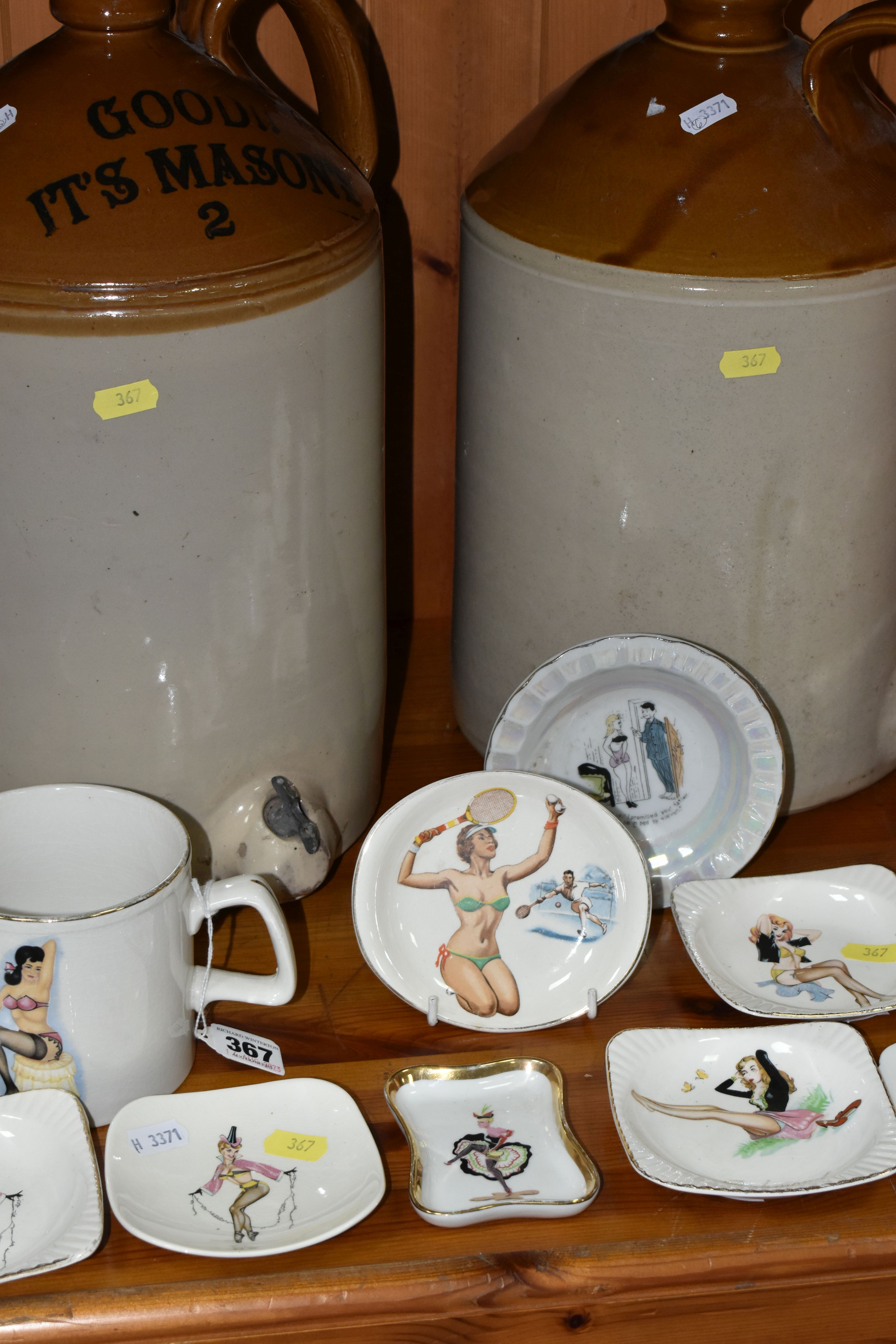 A COLLECTION OF 1940'S PIN-UP GIRL DESIGN TRINKET DISHES, comprising maker's names Sandland Ware,