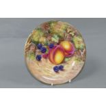 A ROYAL WORCESTER HAND PAINTED FRUIT STUDY SIDE PLATE, signed (John) Freeman, painted with peaches