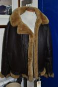 A GENTLEMAN'S BROWN IRVIN STYLE SHEEPSKIN FLYING JACKET, UK size L (1) (Condition Report: good