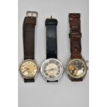 THREE GENTS WRISTWATCHES, the first a manual wind 'Movado Sport', round silver dial, Arabic