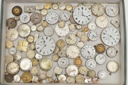 A BOX OF LOOSE WATCH MOVEMENTS, pocket watch and wristwatch movements, names to include 'Accurist,