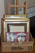 A BOX FRAMED PICTURES, TABLE TOP EASEL, ETC, including an unused Windsor & Newton Winton Oil