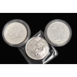 THREE SILVER COINS, to include a Canada 9999 fine silver 1oz Argent Pur, Elizabeth II 5 Dollars