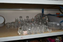 A QUANTITY OF CUT CRYSTAL AND OTHER GLASS WARES, over sixty pieces to include sets of drinking