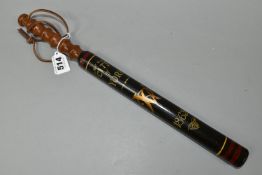 A VICTORIAN STYLE WOODEN TRUNCHEON, polychrome painted, inscribed 'CITY OF YORK VR 1863', with