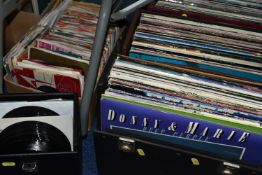 FOUR CASES OF LPS AND ONE BOX OF SINGLE RECORDS, over one hundred and fifty LPs, artists include